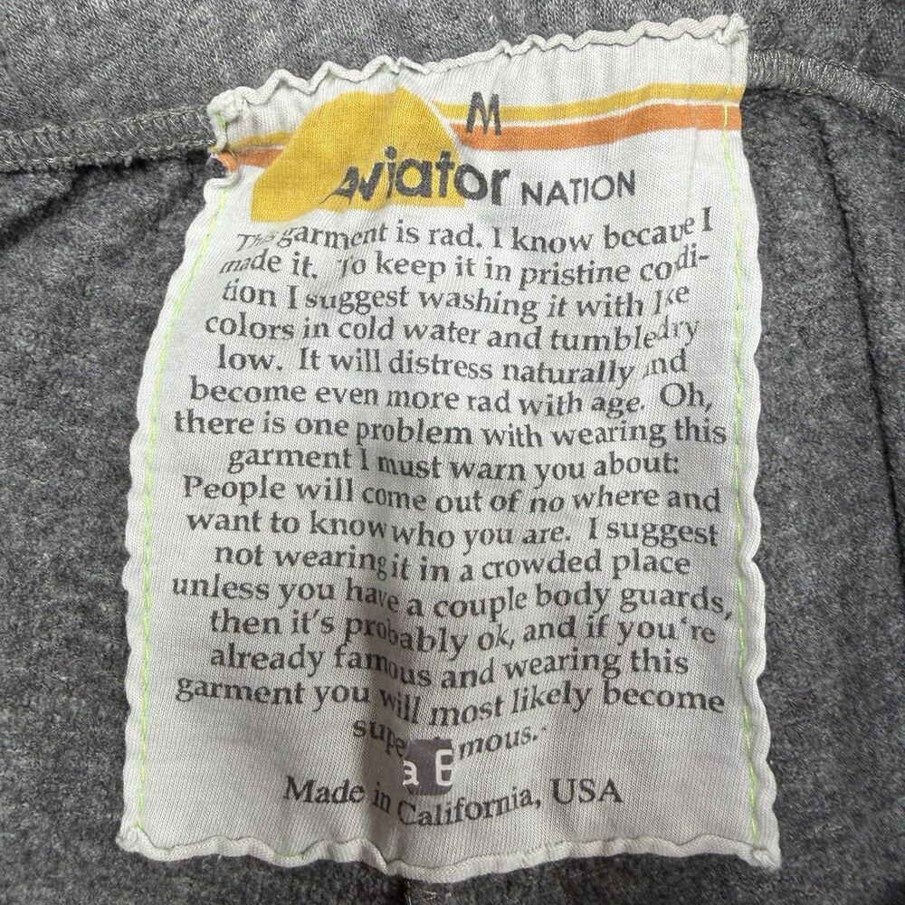 Aviator Nation Heart Sweatpant Jogger M Grey Cotton Blend Relaxed Drawstring - Picture 10 of 12